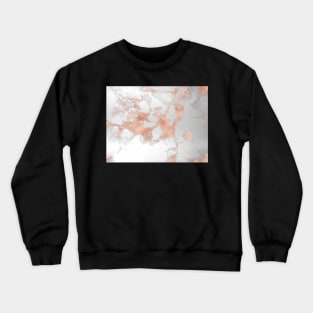 White Marble Rose Gold Veins Crewneck Sweatshirt